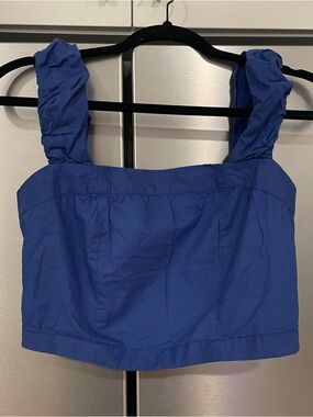 Free People Royal Blue Ruched Strap Crop Top